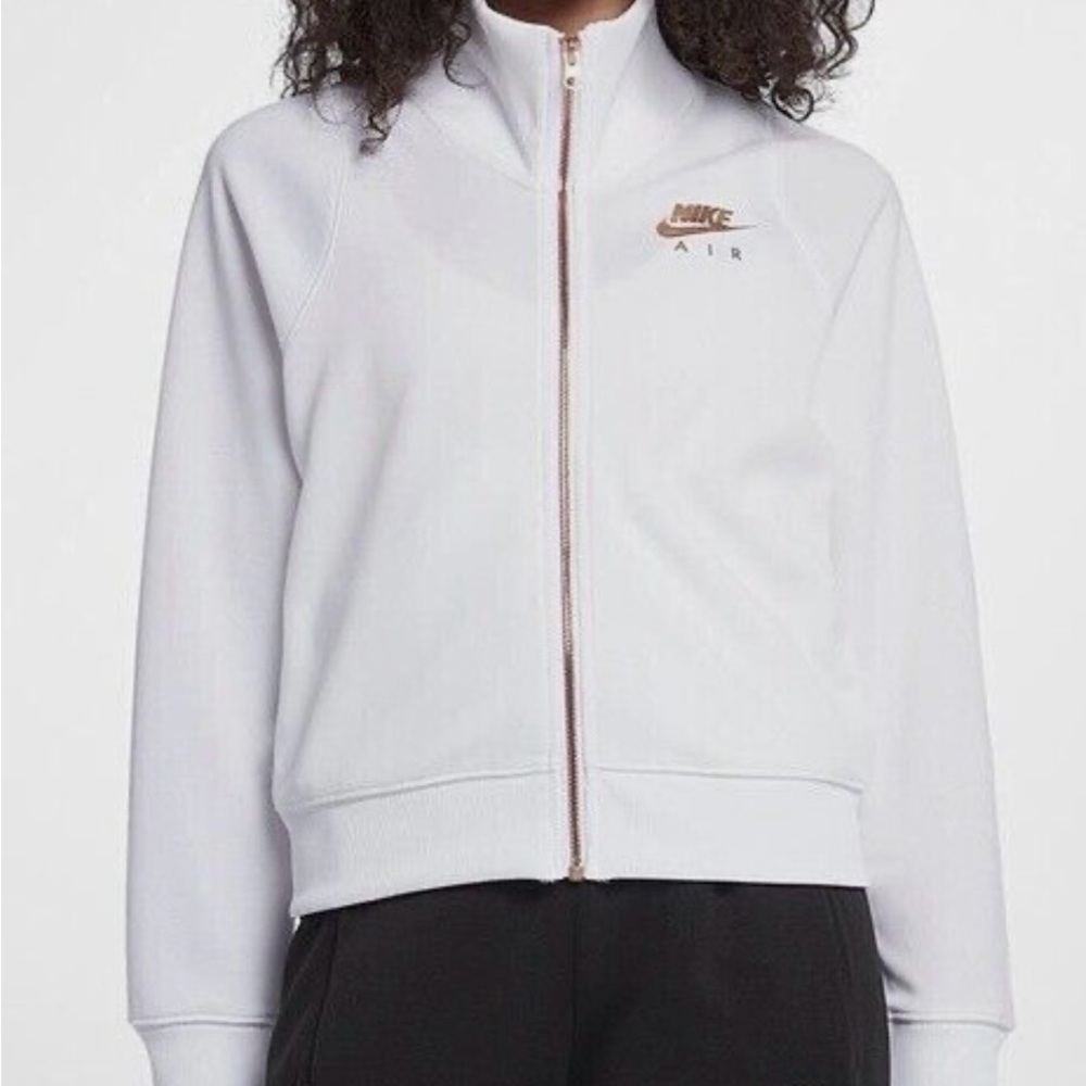Nike White Bomber Jacket with Ribbed Cuffs